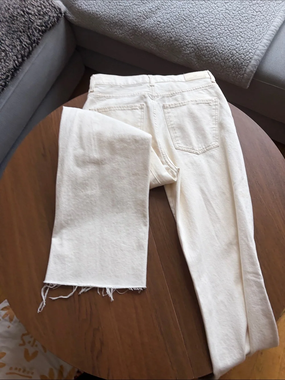 Mango Cream High-Rise Button-Fly Jeans